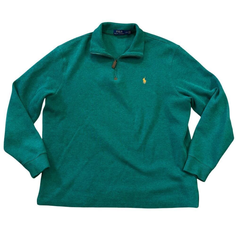 Polo Ralph Lauren 1/4 Zip Green Polo Pullover Men's L Preppy Workwear Office - Picture 4 of 10